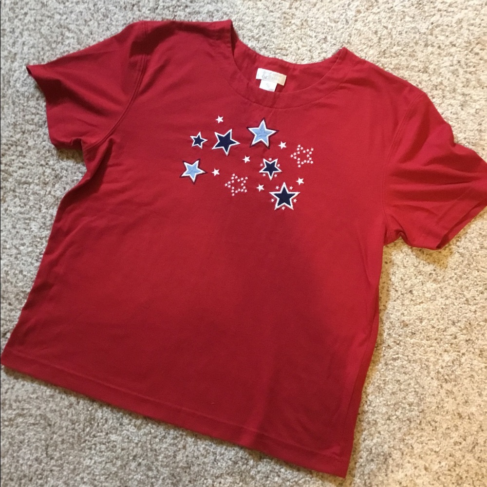 Patriotic Stars USA 250 Celebration Christopher and Banks Red Cropped Tee
